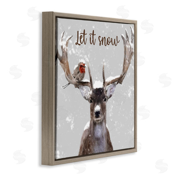 Stupell Industries Marcus Prime | Let It Snow Winter Bird Perched Deer Antlers Wall Art