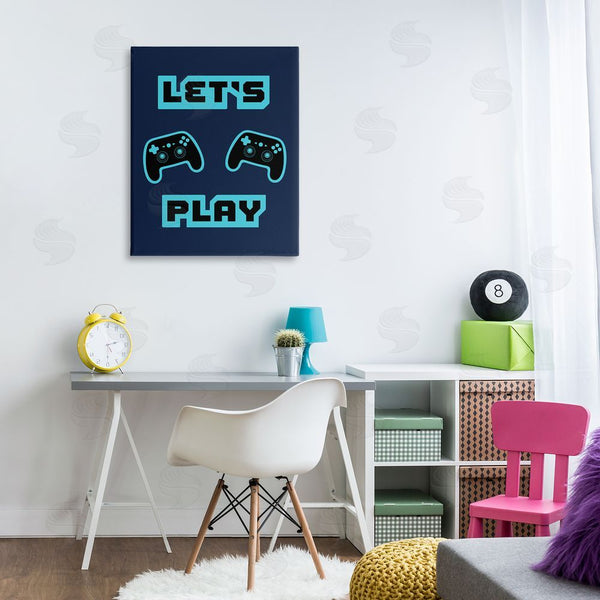 Stupell Industries Marcus Prime | Let's Play Blue Retro Gamer Wall Art