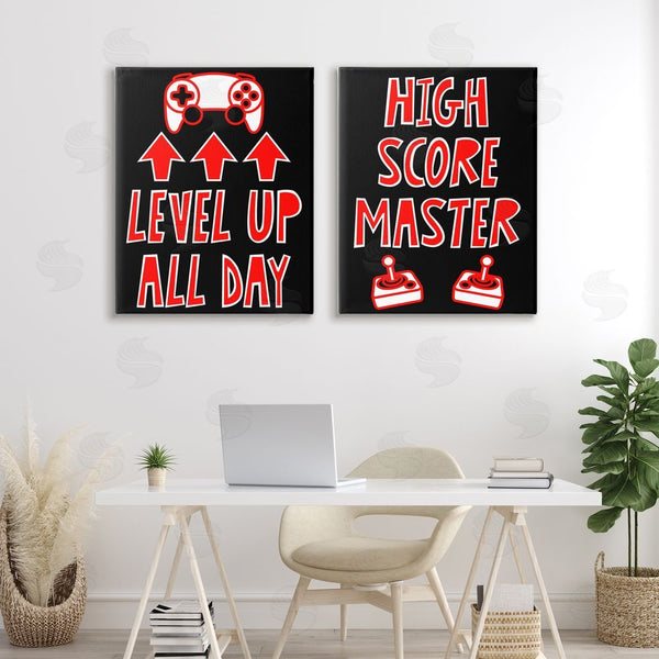 Stupell Industries Marcus Prime | Level Up High Score Gamer Wall Art
