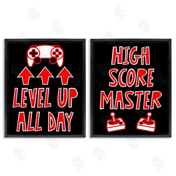 Stupell Industries Marcus Prime | Level Up High Score Gamer Wall Art