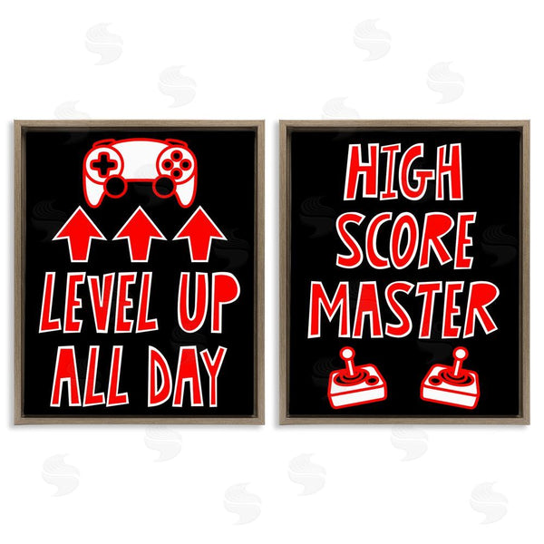 Stupell Industries Marcus Prime | Level Up High Score Gamer Wall Art