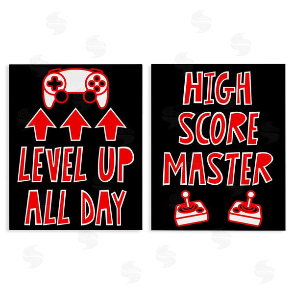 stupell industries Marcus Prime | Level Up High Score Gamer Wall Art