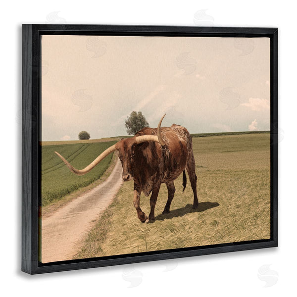 Stupell Industries Marcus Prime | Longhorn Cattle Grazing Scenic Countryside Landscape Wall Art