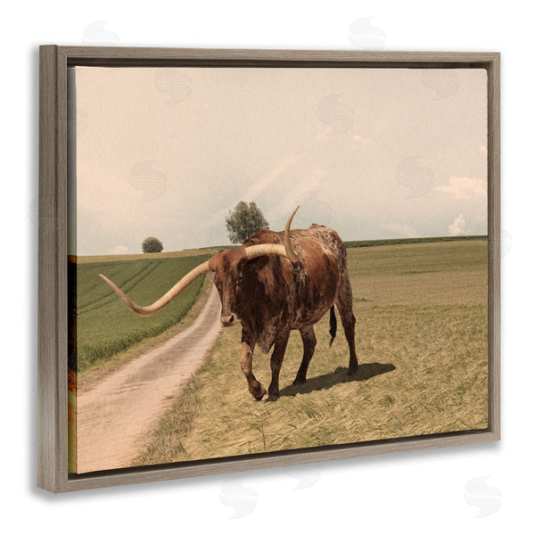Stupell Industries Marcus Prime | Longhorn Cattle Grazing Scenic Countryside Landscape Wall Art