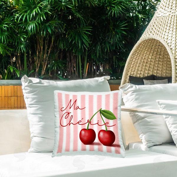Stupell Industries Marcus Prime | Ma Cherie Stripes & Cherries Printed Throw Pillow