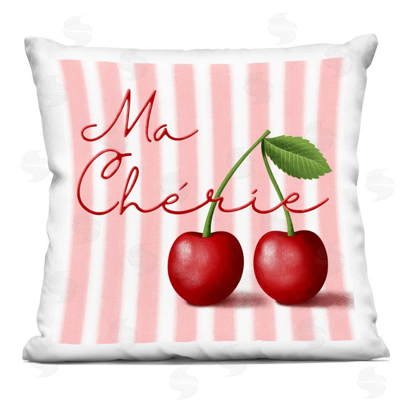 stupell industries Marcus Prime | Ma Cherie Stripes & Cherries Printed Throw Pillow