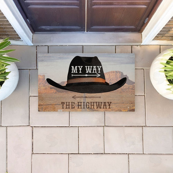 Stupell Industries Marcus Prime | My Way Highway Cowboy Non-Woven Door Mat