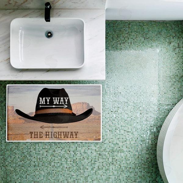 Stupell Industries Marcus Prime | My Way Highway Cowboy Plush Bath Mat