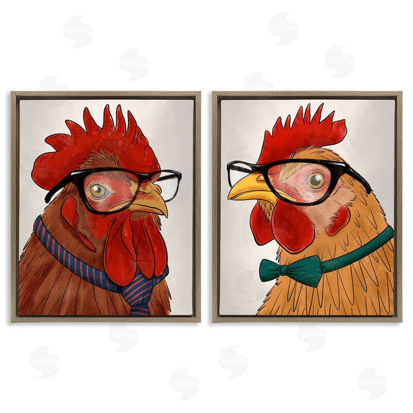 Stupell Industries Marcus Prime | Quirky Hipster Roosters