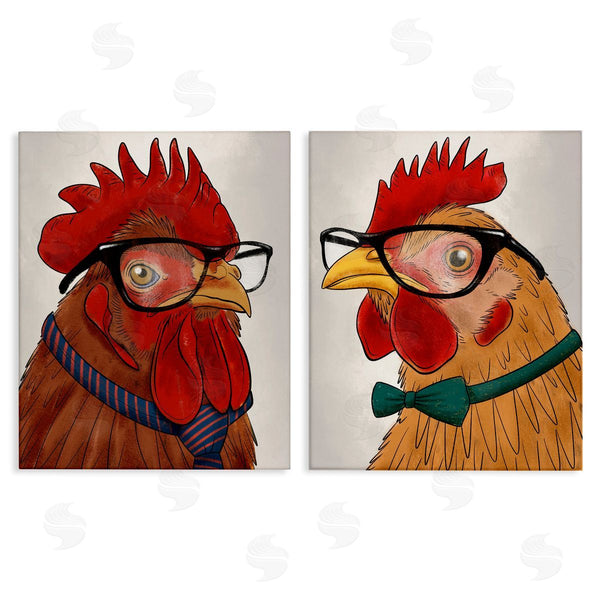 stupell industries Marcus Prime | Quirky Hipster Roosters