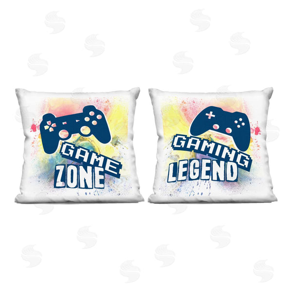 stupell industries Marcus Prime | Retro Splatter Game Phrases Printed Throw Pillow Set