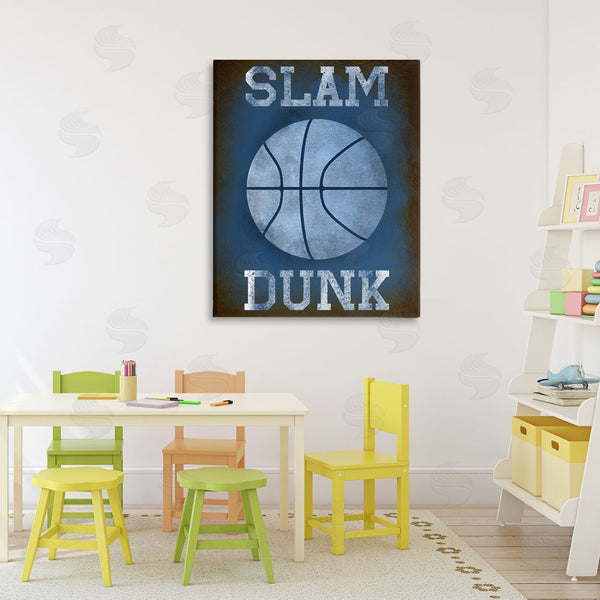 Stupell Industries Marcus Prime | Slam Dunk Navy Blue Sports