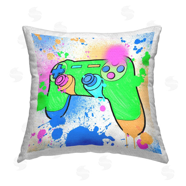 Stupell Industries Marcus Prime | Splattered Game Controller Printed Throw Pillow