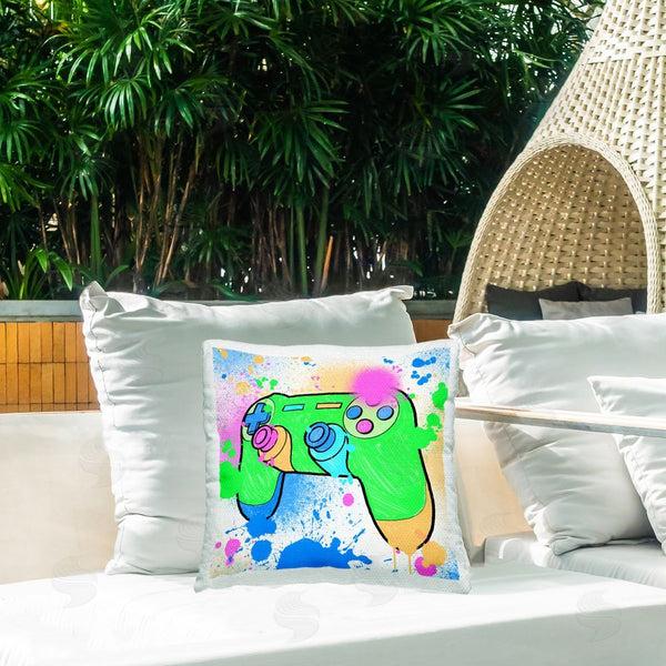 Stupell Industries Marcus Prime | Splattered Game Controller Printed Throw Pillow