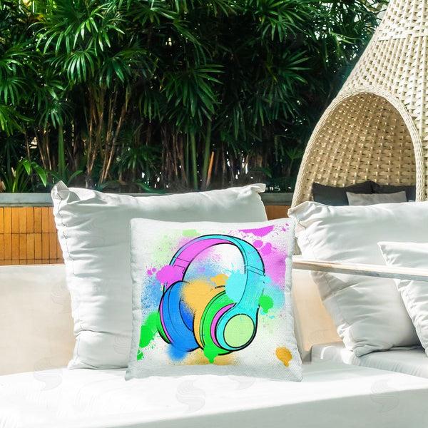 Stupell Industries Marcus Prime | Splattered Music Headphones Printed Throw Pillow