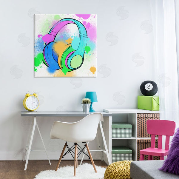 Stupell Industries Marcus Prime | Splattered Music Headphones Wall Art