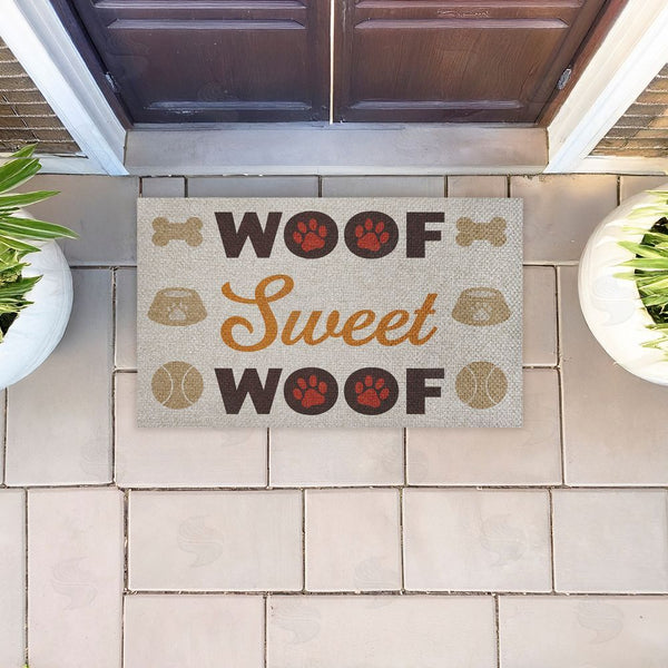 Stupell Industries Marcus Prime | Sweet Woof Dog Entry Faux Sisal Door Mat