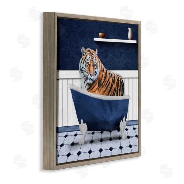 Stupell Industries Marcus Prime | Tiger In Blue Bathroom Wall Art