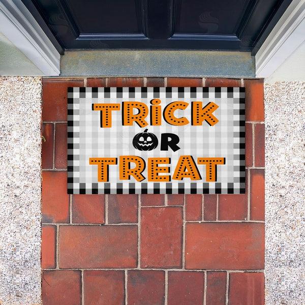 Stupell Industries Marcus Prime | Trick Or Treat Gingham Non-Woven Door Mat