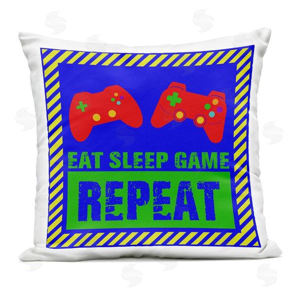 Stupell Industries Marcus Prime | Vibrant Eat Sleep Game Repeat Printed Throw Pillow