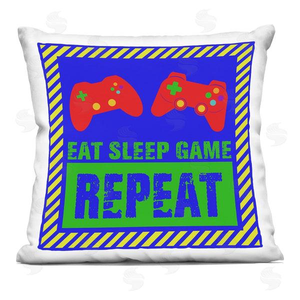 stupell industries Marcus Prime | Vibrant Eat Sleep Game Repeat Printed Throw Pillow