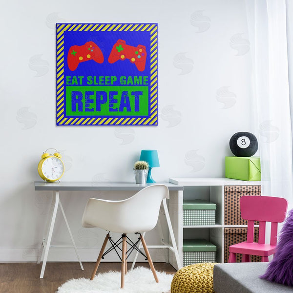 Stupell Industries Marcus Prime | Vibrant Eat Sleep Game Repeat Wall Art