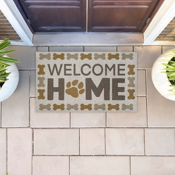 Stupell Industries Marcus Prime | Welcome With Dog Bones Faux Sisal Door Mat