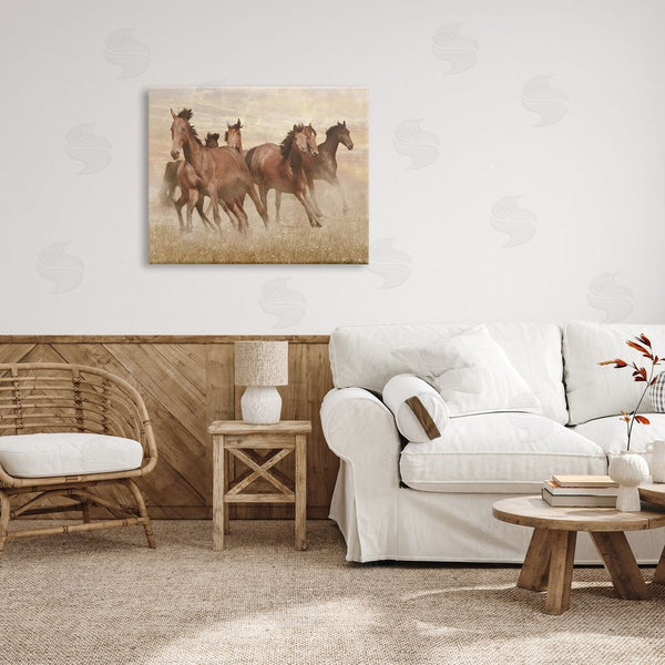 Stupell Industries Marcus Prime | Wild Horse Stampede Monochromatic Brown Country Field Wall Art