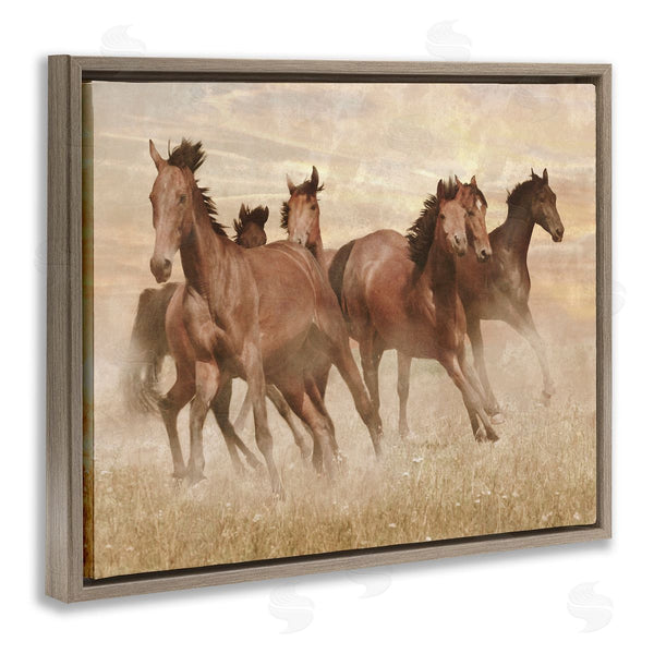Stupell Industries Marcus Prime | Wild Horse Stampede Monochromatic Brown Country Field Wall Art