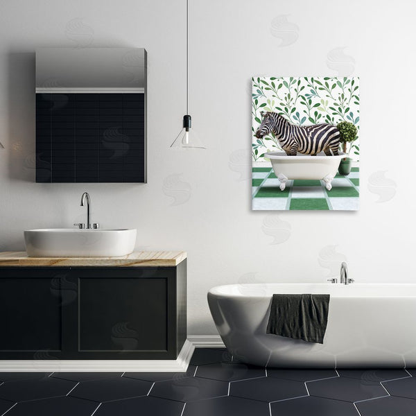 Stupell Industries Marcus Prime | Zebra In Green Bathroom Wall Art