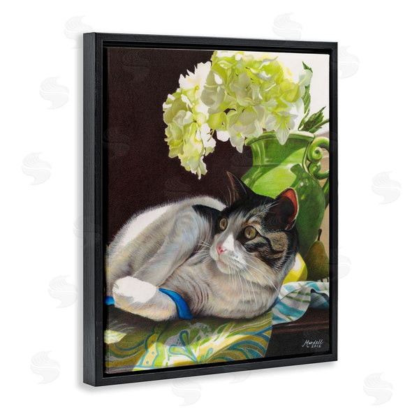 Stupell Industries Mardell Schuster | Cat And Blue Ribbon