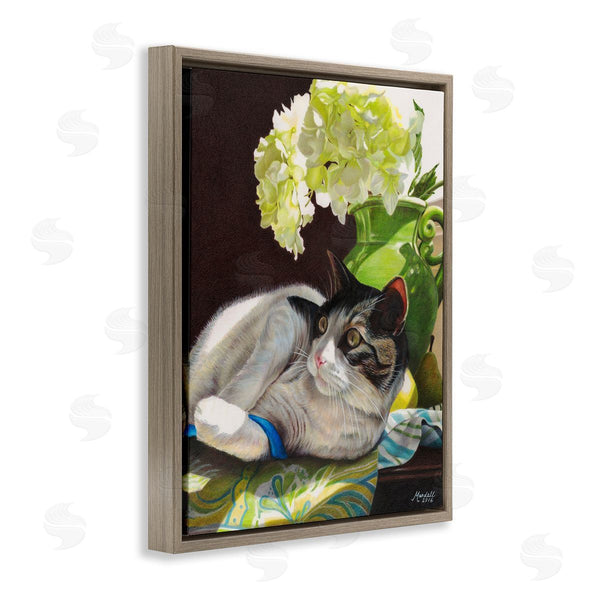 Stupell Industries Mardell Schuster | Cat And Blue Ribbon