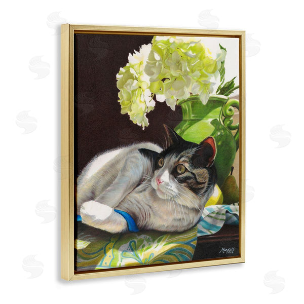 Stupell Industries Mardell Schuster | Cat And Blue Ribbon