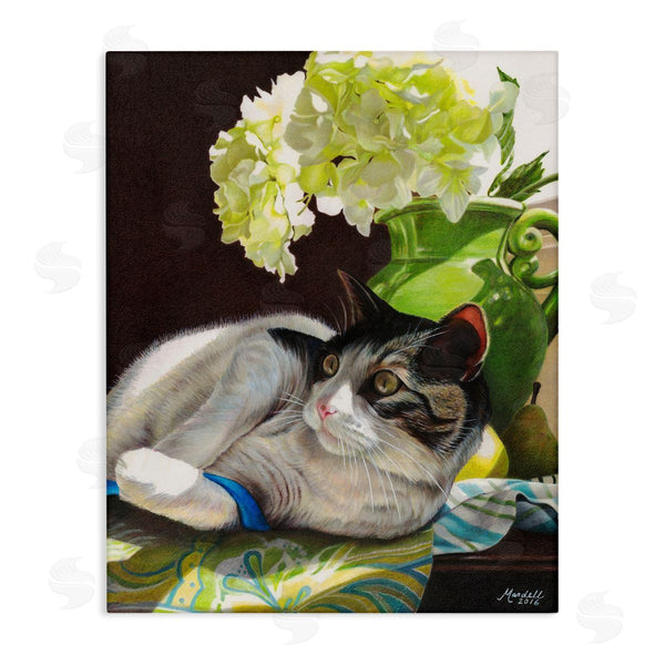 stupell industries Mardell Schuster | Cat and Blue Ribbon