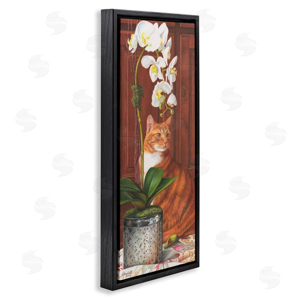 Stupell Industries Mardell Schuster | Cat And Orchid Flower Wall Art