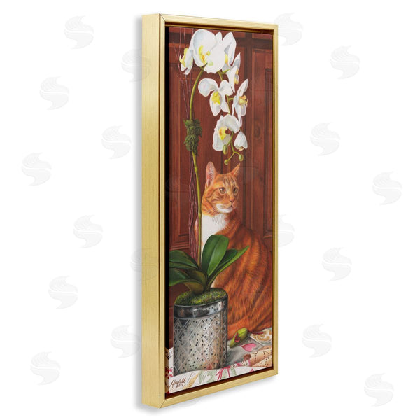 Stupell Industries Mardell Schuster | Cat And Orchid Flower Wall Art