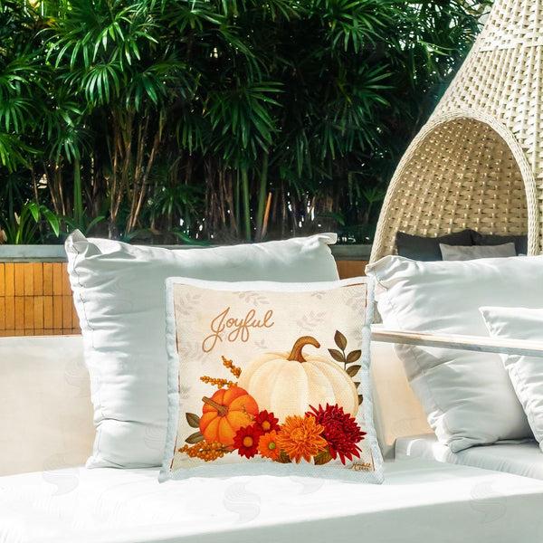 Stupell Industries Mardell Schuster | Joyful Floral Pumpkins Printed Throw Pillow