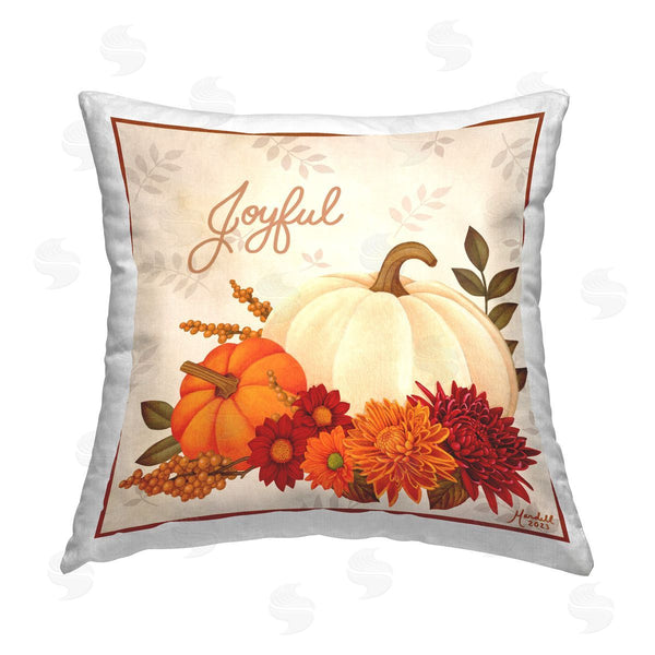 stupell industries Mardell Schuster | Joyful Floral Pumpkins Printed Throw Pillow