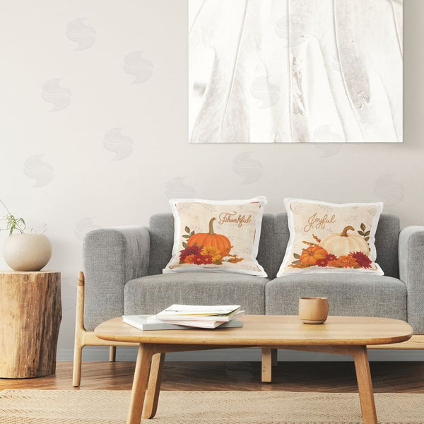 Stupell Industries Mardell Schuster | Joyful Thankful Sentiment Pumpkin Printed Throw Pillow Set