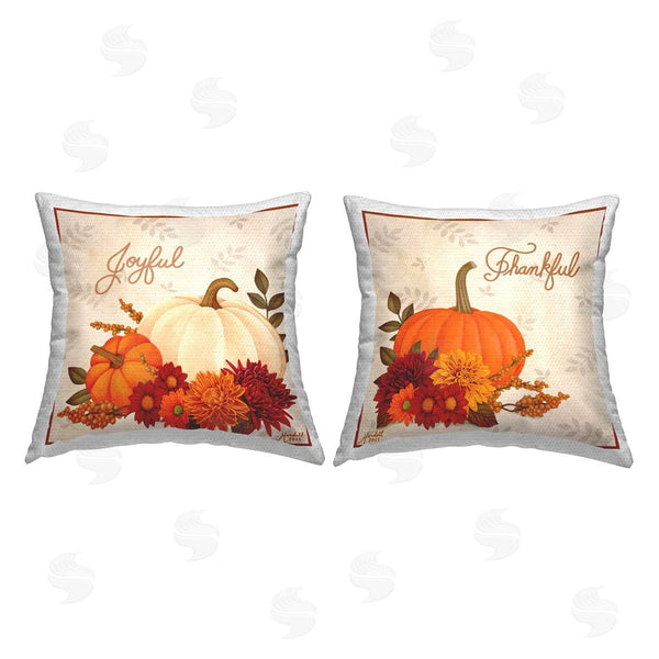 Stupell Industries Mardell Schuster | Joyful Thankful Sentiment Pumpkin Printed Throw Pillow Set