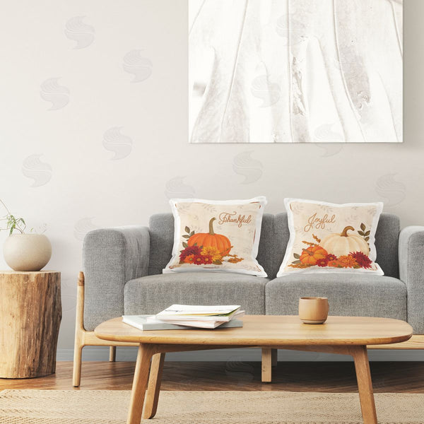 stupell industries Mardell Schuster | Joyful Thankful Sentiment Pumpkin Printed Throw Pillow Set
