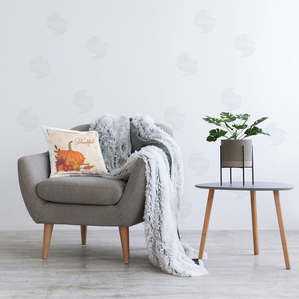 Stupell Industries Mardell Schuster | Thankful Pumpkin & Florals Printed Throw Pillow