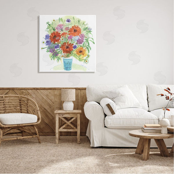 Stupell Industries Maret Hensick | Assorted Daisies Arrangement Layered Botanical Leaves Wall Art