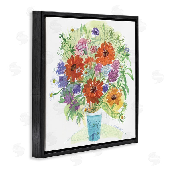 Stupell Industries Maret Hensick | Assorted Daisies Arrangement Layered Botanical Leaves Wall Art