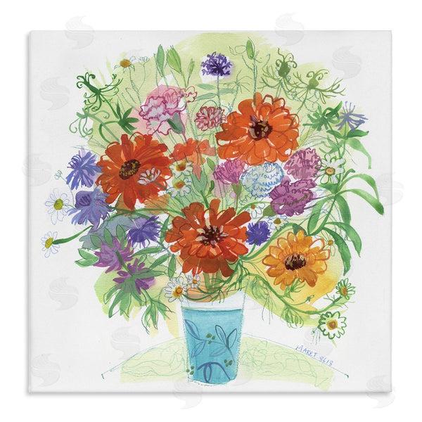 stupell industries Maret Hensick | Assorted Daisies Arrangement Layered Botanical Leaves Wall Art
