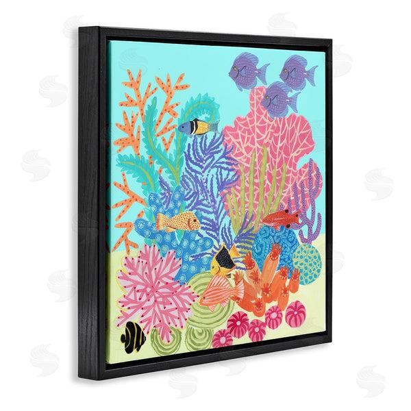 Stupell Industries Maret Hensick | Bold Coral Reef Underwater Patterned Fish Shapes Wall Art