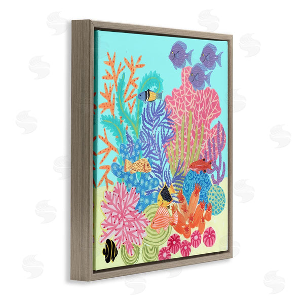 Stupell Industries Maret Hensick | Bold Coral Reef Underwater Patterned Fish Shapes Wall Art