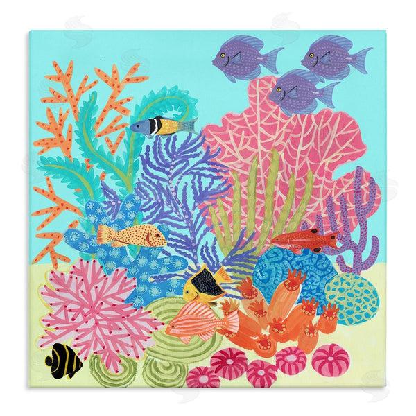 stupell industries Maret Hensick | Bold Coral Reef Underwater Patterned Fish Shapes Wall Art