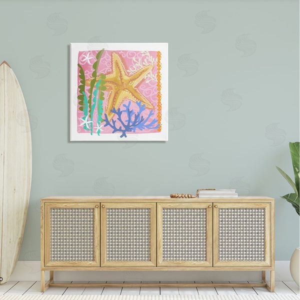 Stupell Industries Maret Hensick | Bold Sea Life Starfish Botanical Pattern Design Wall Art