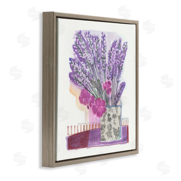 Stupell Industries Maret Hensick | Collaged Lavender Sprigs Bold Mixed Flower Blossoms Wall Art